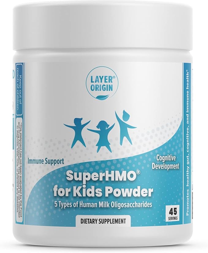 SuperHMO Prebiotic Mix for Kids - 5 HMOs for Gut Digestion and Cognitive Health Powder 45 Servings