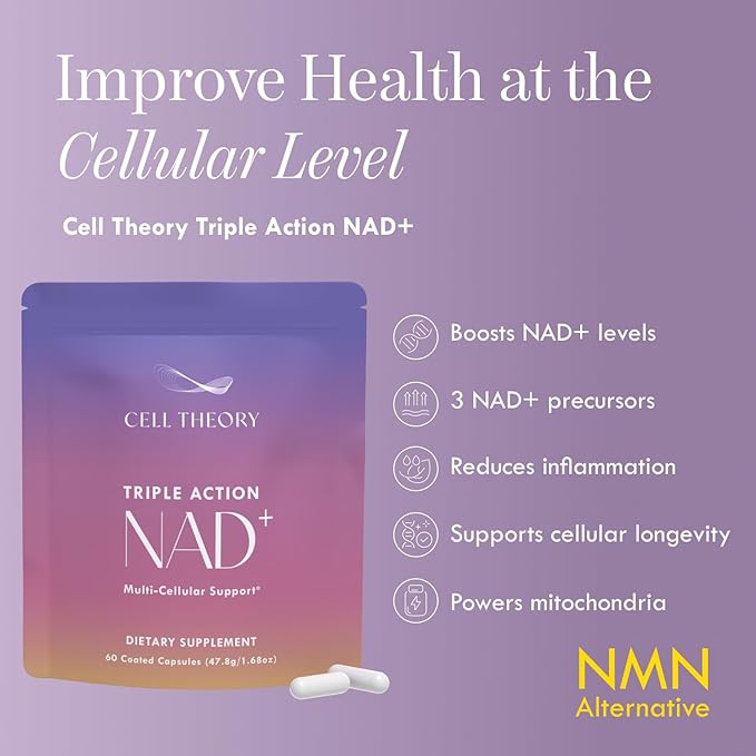 NAD+ Supplement – Triple Action Liposomal NAD+ &amp NADH Formula for Cellular Energy Mitochondrial Support and Longevity Developed by Dr. Halland 60 Capsules (30-Day Supply)