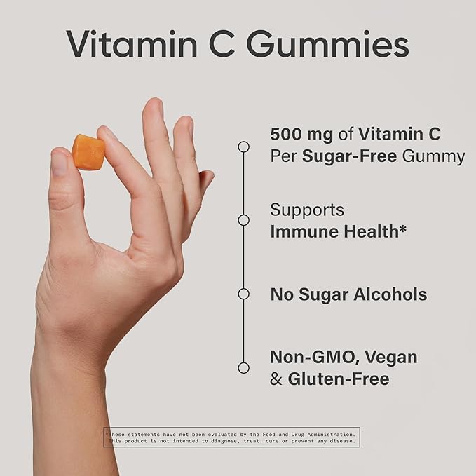 Sports Research­® Vitamin C Gummies | 500 mg Vitamin C | Sugar Free Gelatin Free Vegan Certified &amp Non-GMO Tested | Immune &amp Antioxidant Support 60 Gummies