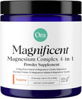 Ora Organic Magnesium Complex Powder Supplement - 4-in-1 Magnesium: Glycinate Taurate Malate &amp Citrate | Vegan Gluten-Free | Tangerine Flavor | Calm Support for Sleep Stress &amp Muscles | 30
