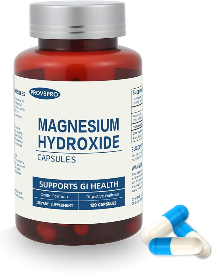 Magnesium Hydroxide Capsules Contains 270 mg of Magnesium Relieve Constipation and Indigestion Support Intestinal Motility Gut Health for Women and Men (120 Capsules)