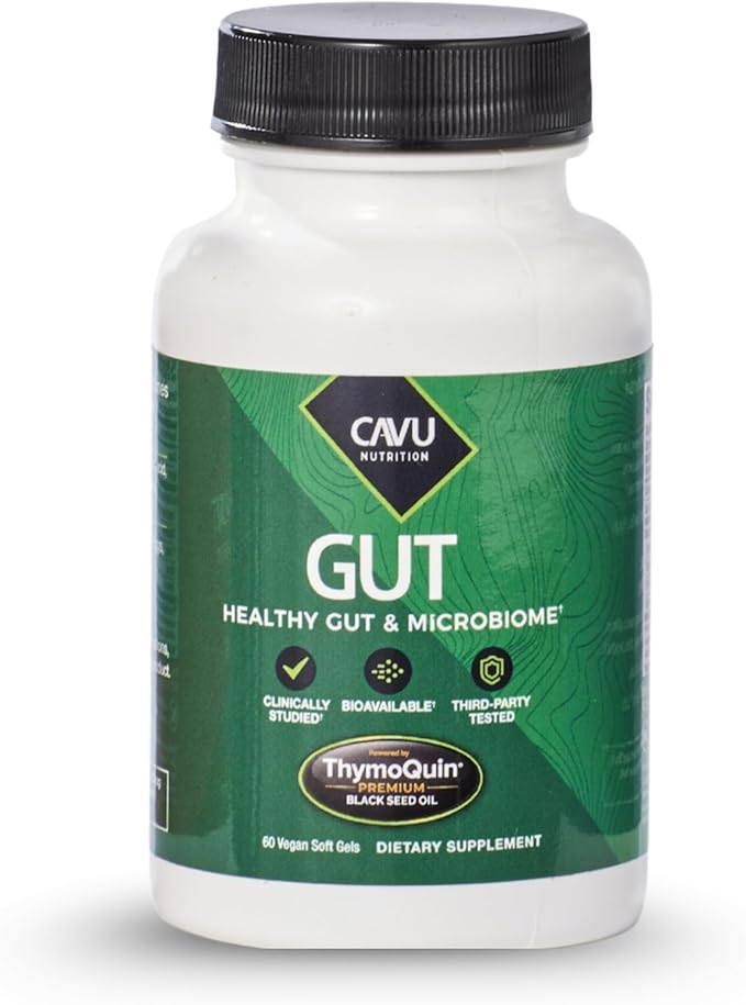 Gut Health Supplements for Healthy Digestion &amp Gut Repair | Advanced Formula with Bioavailable Black Seed Oil with 3% Thymoquinone | Gut Health Supplements for Women &amp Men | 60 Softgel