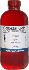 True Colloidal Gold (50 ppm) - 99.99+% Purity - 250 mL (8.45 Fl Oz) in a Clear BPA-Free Plastic Bottle 1 Count (Pack of 1)