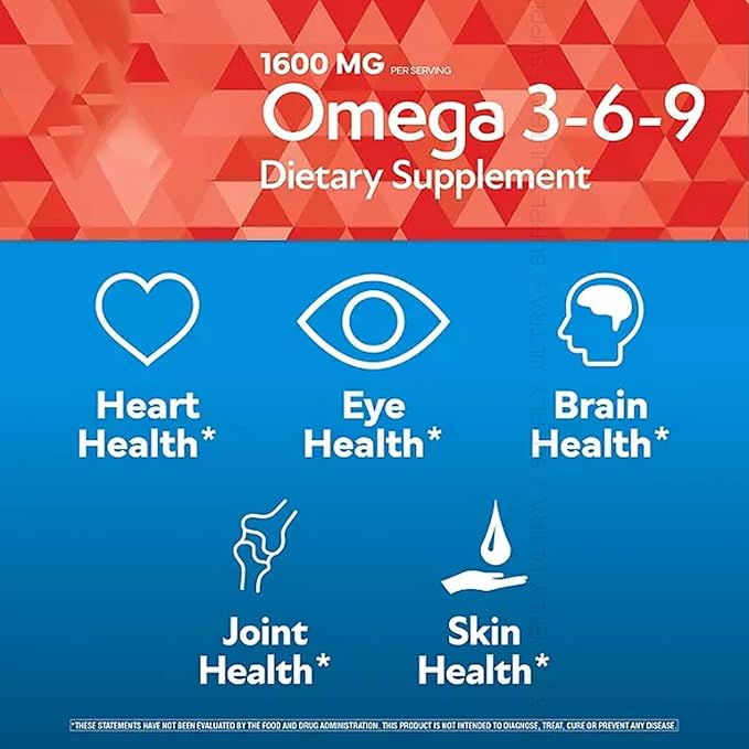 Omega 3-6-9 Dietary Supplement (325 ct.) - Promote Visual Function and Eye Health - Support Heart Cardiovascular Health Healthy Skin Hair and Overall Health (Omega 3-6-9)