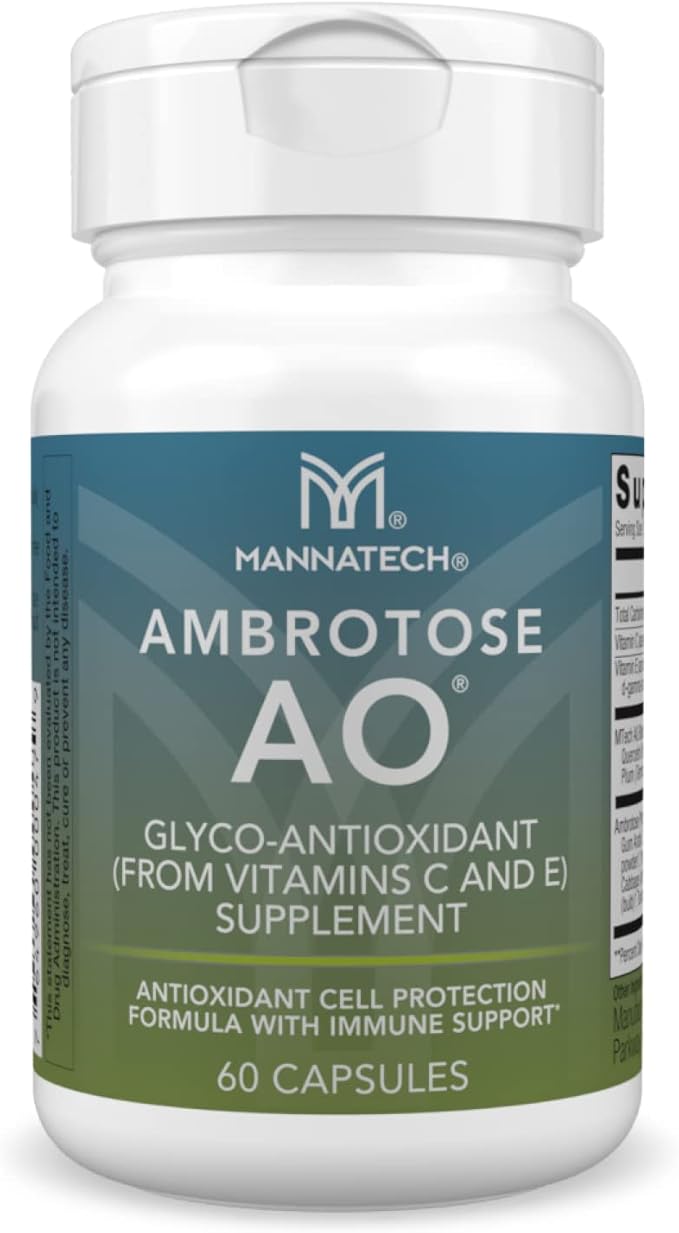 Mannatech Ambrotose AO 60 Capsules Loaded w/ Vitamin C and Vitamin E. Helps Body Against Free Radicals. Gluten-Free Dairy-Free &amp Vegetarian-Friendly Immune Support Supplement