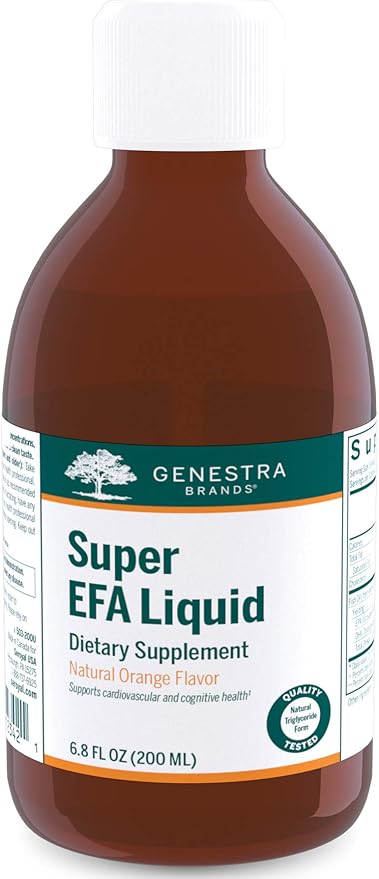 Genestra Brands Super EFA Liquid | Supports Cardiovascular Health and the Development of Brain Eyes and Nerves in Children* | 6.8 Fl Oz | Natural Orange Flavor
