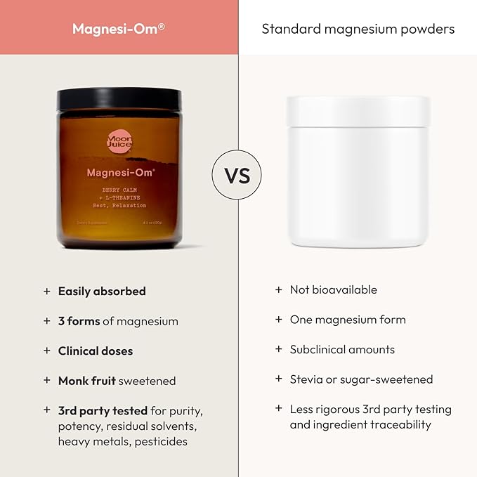 Moon Juice Magnesi-Om Magnesium Powder Supplement - Chelated Magnesium Complex + L-Theanine Blend for Rest Relaxation &amp Regularity - Vegan Non-GMO &amp No Sugar Berry Sticks 0.14 oz 18 Servi