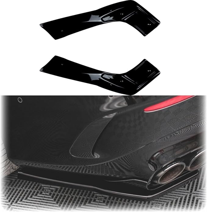 Compatible for Mercedes Benz CLA Class C118 CLA35 CLA45 AMG 2020 - Up Rear Bumper Side Splitter Spoiler Lip Cover Trim by Gloss Black