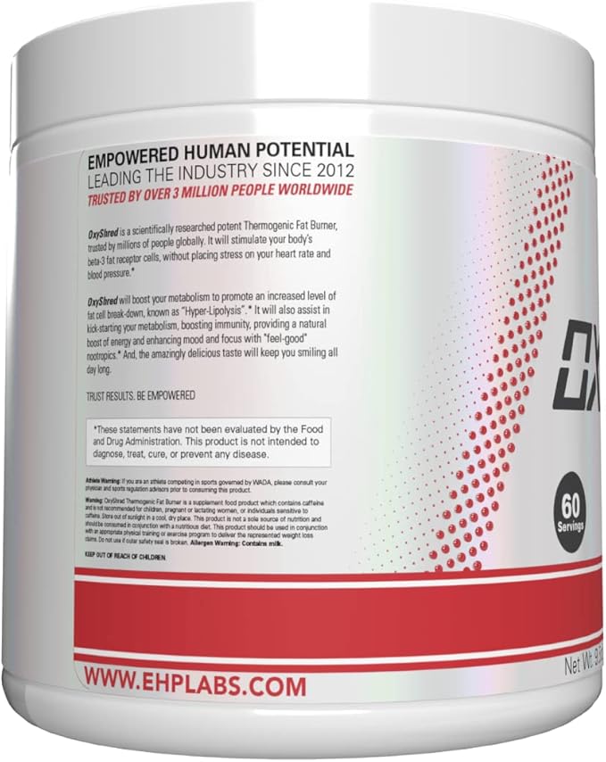 EHP Labs OxyShred Pre Workout Powder - Preworkout Powder with L Glutamine &amp Acetyl L Carnitine Energy Boost Drink - Pink Grapefruit 60 Servings