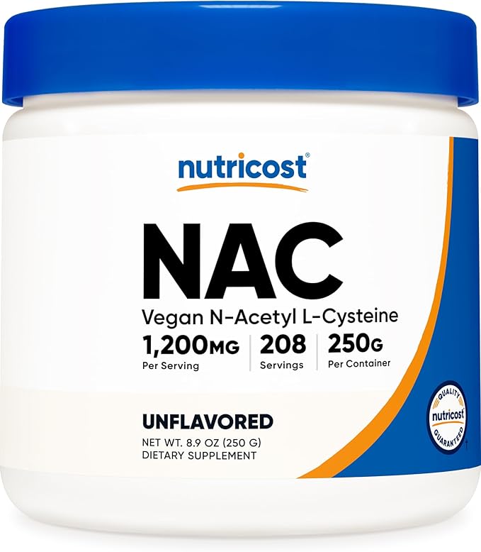 Nutricost N-Acetyl L-Cysteine (NAC) Powder 250 Grams - Vegan NAC Non-GMO Gluten Free