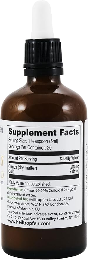 Ormus with 24K Gold 3.4 Fl Oz - 100 ml | Concentrated Orme | Atomic Minerals | Third-Party Tested | Heiltropfen®