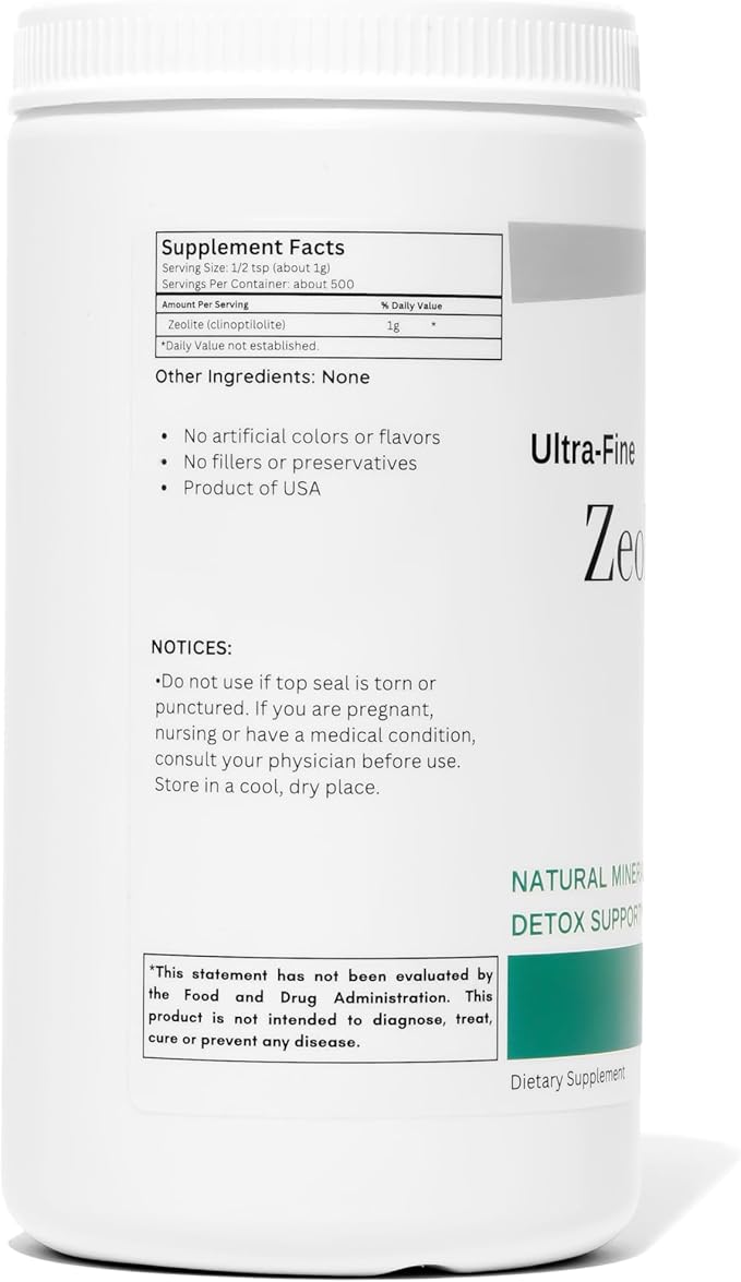 Organic Excellence Zeolite Clinoptilolite Powder – Pure Micronized Mineral Supplement – Supports Gut Health Cleansing Support &amp Internal Balance – Non-GMO Vegan – 500 Servings