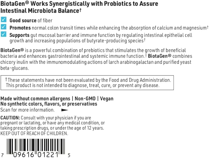 SFI Health Klaire Labs Biotagen Powder - Prebiotic Inulin Beta-Glucan &amp Arabinogalactan to Support Gut Microbiota (30 Servings 150 Grams)