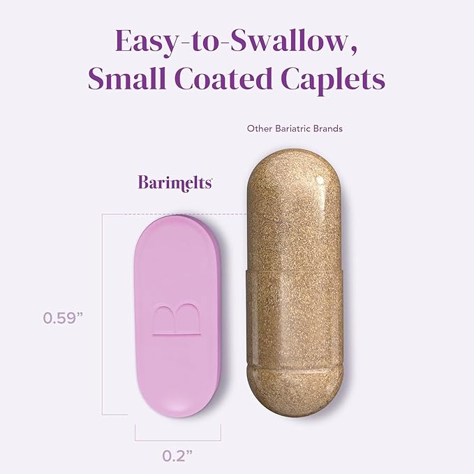 BariMelts Once Daily Bariatric Multivitamin with Iron 60 Easy-Swallow Caplets (2-Month Supply) Multivitamin for Women Multimineral Complex Supports Nutrition After Bariatric Surgery