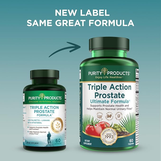 Triple Action Prostate Ultimate Formula – Men’s Prostate Supplement - Zinc Saw Palmetto Pygeum Pumpkin Seed Oil Extract &amp Phytosterols – Supports Urinary Flow Bladder &amp Heart Health – 60 C