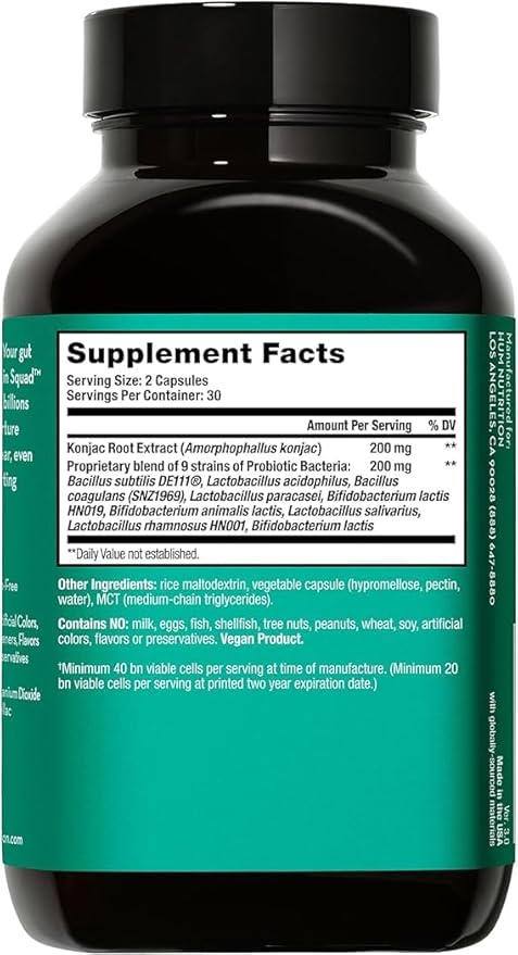 HUM Skin Squad Probiotics for Women and Men Skin Care Supplement for Clear Complexion &amp Gut Health Support Microbiome Prebiotic &amp Probiotic Supplement for Breakouts Digestive Health 60 Cap