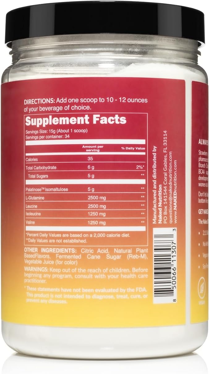 NAKED Strawberry Lemonade BCAAs + Cherry Lime Energy – 2:1:1 Amino Acids (34 Servings) &amp Clean Pre Workout (30 Servings) | Strength Endurance &amp Recovery