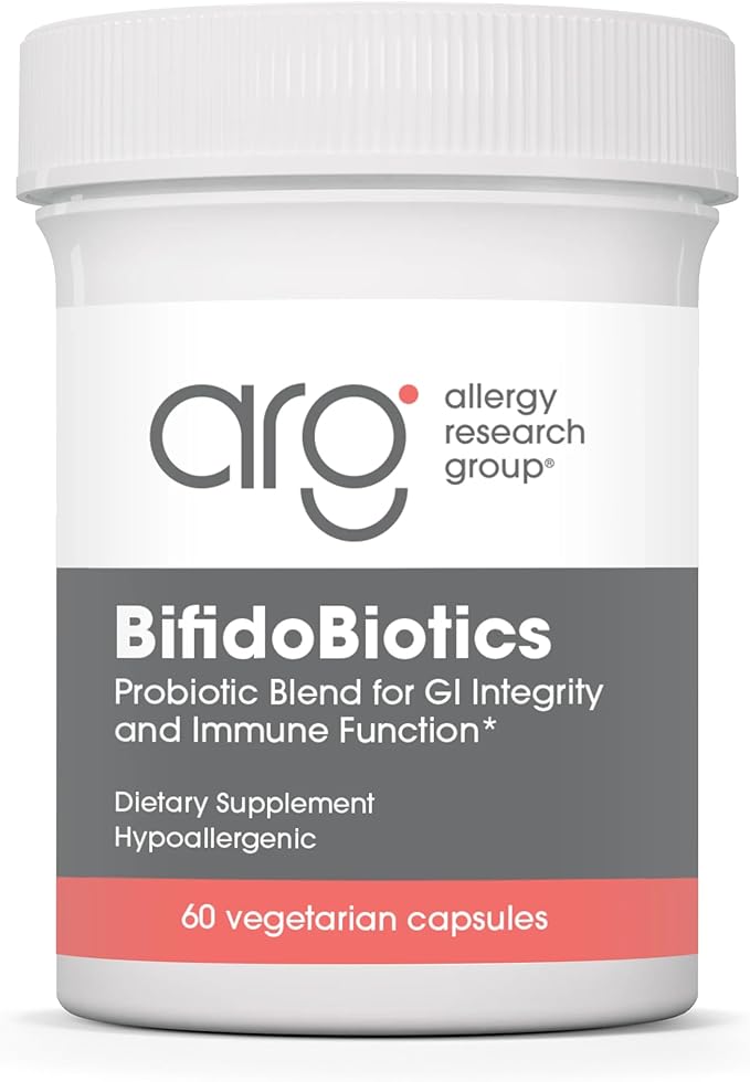 ARG BifidoBiotics with LactoSpore - Probiotic Blend - Supports Digestive Health - Helps Maintain Intestinal Balance - Dairy-Free Probiotics - Vegetarian &amp Hypoallergenic - 60 Servings - 60 Capsule