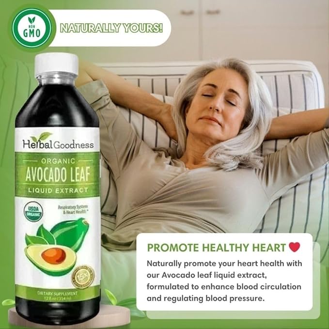 Herbal Goodness Avocado Leaf Extract Liquid Supplement - Probiotic Protein Gut Health Fiber Supplement Bone Health &amp Immune Support -12(12oz) btls (Pack of 12)