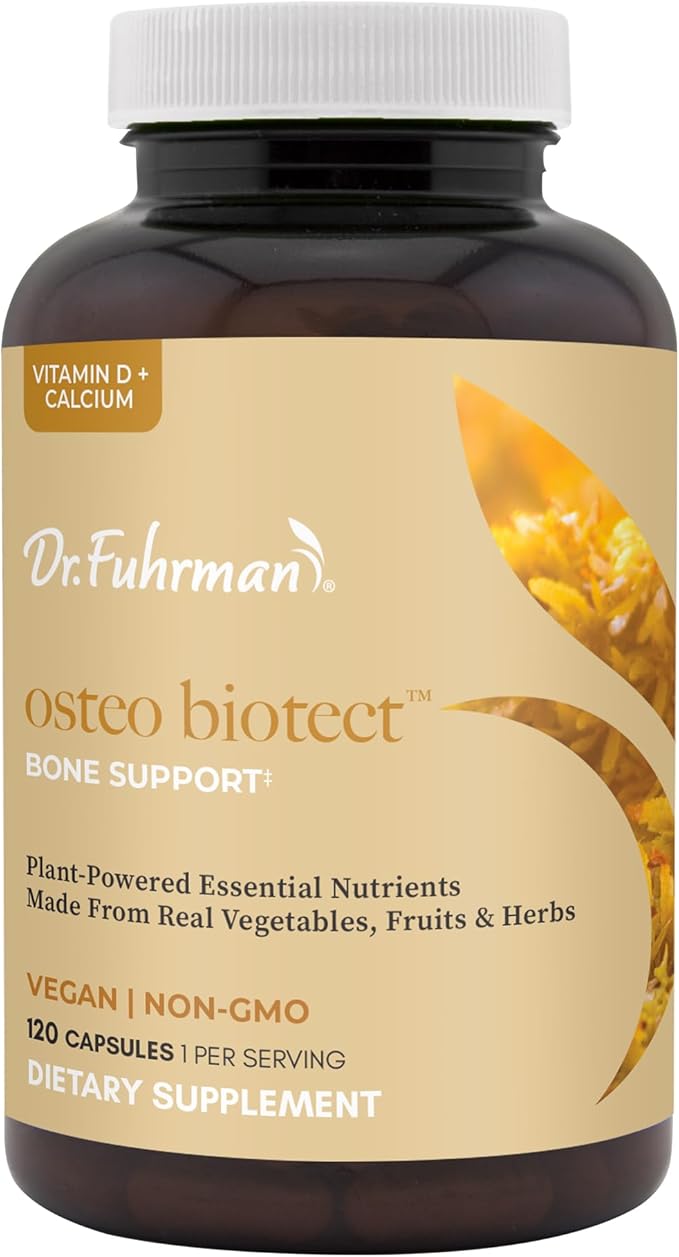 Dr. Fuhrman Osteo Bone Health Supplement | Wholefood Supplement for Women &amp Men | Vitamin for Bone Density | Organic Vitamin D3 Calcium Magnesium &amp K2 | Natural Ingredients | 120 Caps