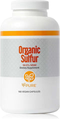 PURE | Organic Sulfur MSM | 180 Capsules | Premium MSM Powder for Joint Health | MSM Powder for Hair Growth and for Enhanced Health of Hair Skin and Nails | Vegan Non-GMO and Gluten Free