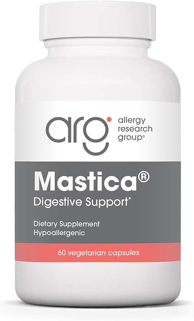 Allergy Research Group ARG Mastica Digestive Support - Supports Digestive Comfort - Delivers 1000 mg Chios Mastic Gum Resin per Serving - Vegetarian &amp Hypoallergenic - 30 Servings - 60 Capsules