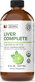 Liver Complete Liquid 8 oz - Organic Liver Cleanse Detox Formula Herbal Support for High Enzymes with Milk Thistle Dandelion Chanca Piedra Easy Absorbing Natural Tincture USA Made Family Crafted