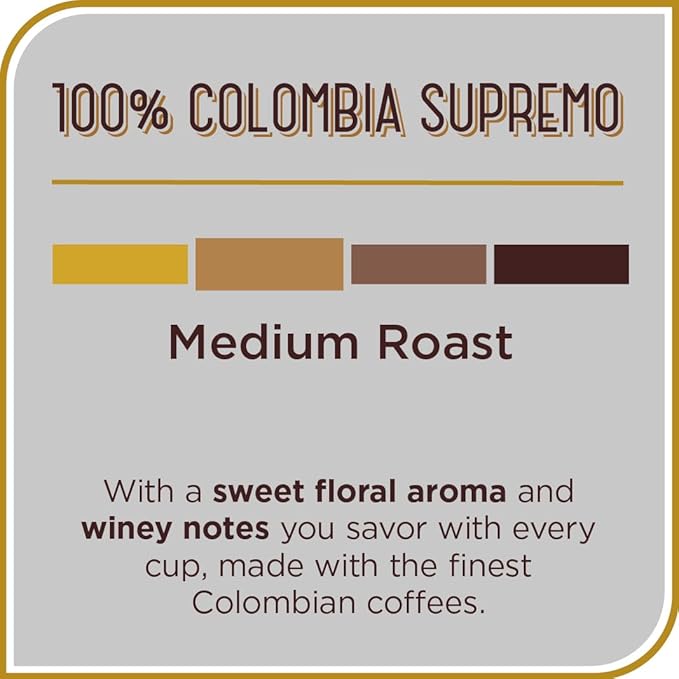 Don Francisco's Premium 100% Colombia Supremo Ground Coffee – RichAromatic Medium Roast with 100% Arabica BeansFloral Notes &amp Winey FlavorRecyclable 12 oz Cans(Pack of 6)
