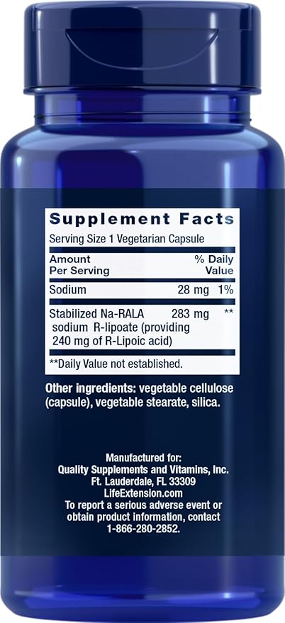 Life Extension Super R-Lipoic Acid 240 mg 60 Vegetarian Capsules (Pack of 2)