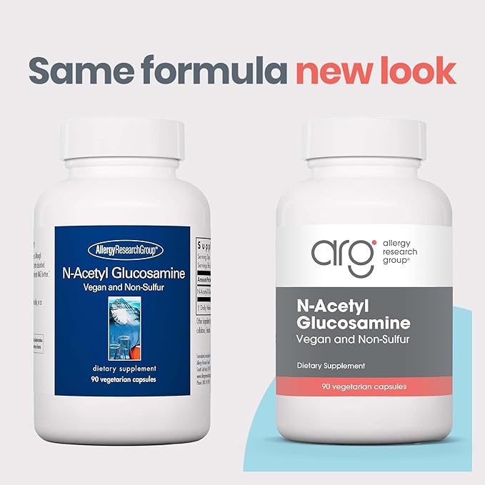 Allergy Research Group N-Acetyl D-Glucosamine 500mg - NAG Supplement Joint Support Glucosamine Sulfate Joint Health Formula Motility Activator Vegan Non-Sulfur Vegetarian Capsules - 90 Count