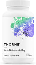 THORNE - Basic Nutrients 2/Day - Comprehensive Daily Multi-Vitamin with Optimal Bioavailability - Vitamin &amp Mineral Formula - Third-Party Certified - Gluten Dairy &amp Soy-Free - 60 Capsules