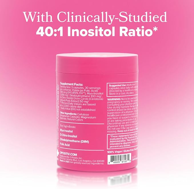 O Positiv FLO Ovarian Health Support - Hormone Balance for Women Supplement with DIM Myo &amp D-Chiro Inositol Folic Acid - Supports Healthy Ovulation Cycle Regularity - 30 Servings