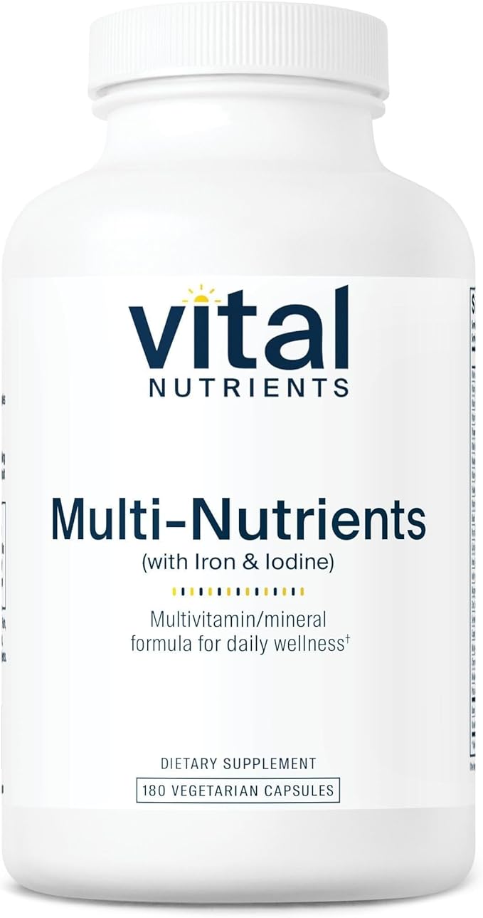 Vital Nutrients Multi-Nutrients with Iron and Iodine - Vegetarian Multivitamin and Mineral Supplement with Iron - Gluten Dairy Soy Free - Non-GMO - 180 Capsules