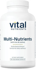 Vital Nutrients Multi-Nutrients with Iron and Iodine - Vegetarian Multivitamin and Mineral Supplement with Iron - Gluten Dairy Soy Free - Non-GMO - 180 Capsules