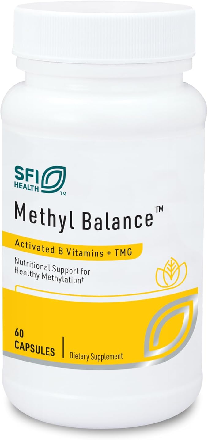 Klaire Labs SFI Health Methyl Balance - Activated Vitamin B + Trimethyglycine Supplement - Metafolin Methyl Folate Betaine TMG Vitamin B2 B6 &amp 12 - Support Healthy Energy Levels (60 Capsules)