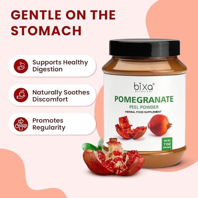 bixa BOTANICAL Pomegranate Peel Powder | Herbal Tea Skincare &amp DIY Beauty | Punica Granatum Ayurvedic Herbal Supplement | Gluten Free Non-GMO Steam Treated Vegan 100% Pure | 200g / 7oz