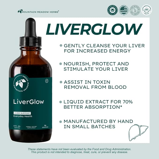 Mountain Meadow Liver Glow (Original Formula) Advanced Detoxifier and Regenerator to Support Liver Health and Function - 4 oz - for a Happy Liver
