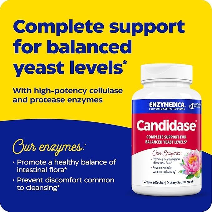 Enzymedica Candidase Enzymes for Gentle Cleansing Support Gut Health 120 Count