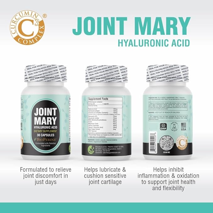 Joint Support Supplements - Hyaluronic Acid 30 Capsules Vitamin D3 250mcg + Vitamin K2 200mcg 60 Capsules - Ultimate Joint Health Bundle for Mobility Support | Advanced Joint Support