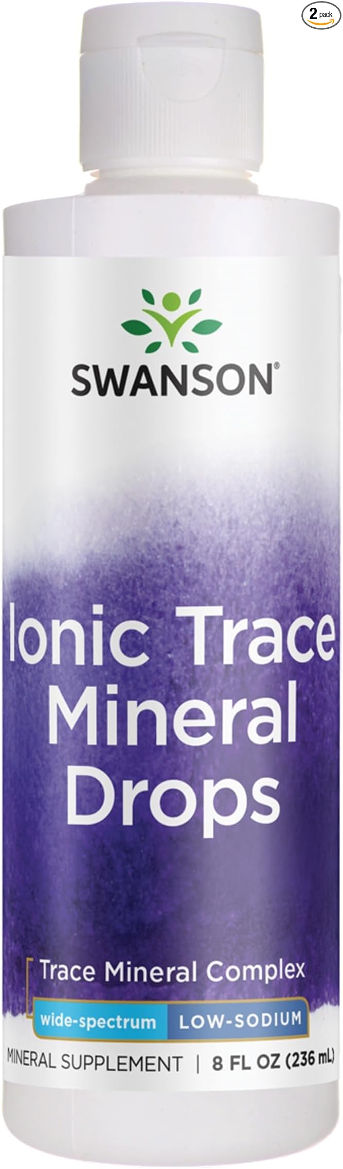 Swanson Concentrace Trace Mineral Drops 8oz-Complete Mineral Complex for Energy Hydration &amp Electrolyte Balance Over 72 High Absorption Ionic Minerals Such As Magnesium Potassium Calcium (2 Pa