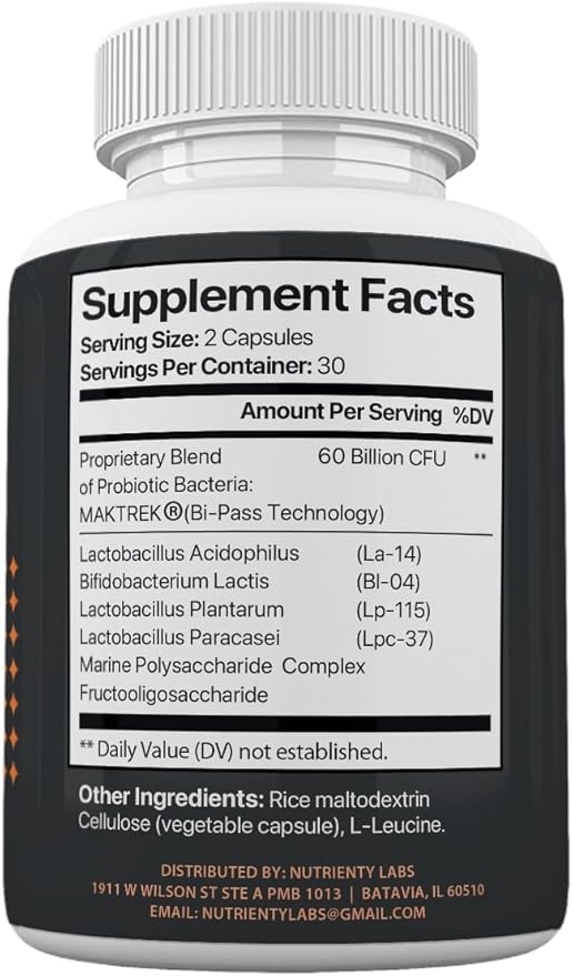 Gut Health Extreme Probiotics Prebiotics Digestion Support - Probiotic 60 Billion CFU 60 Capsules