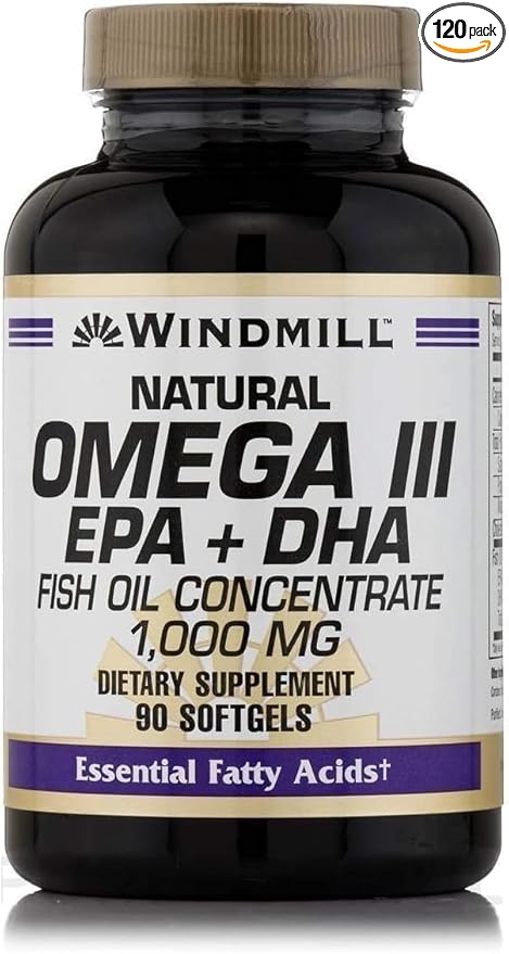 Windmill Omega-3 with EPA &amp DHA 1000 mg Softgels 90 Softgels Per Bottle (4 Bottles)