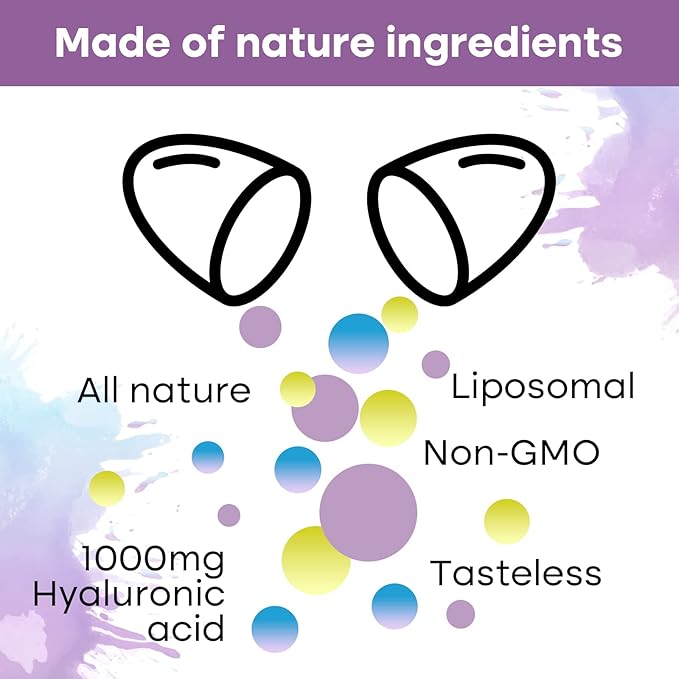 Liposomal Hyaluronic Acid 1000mg High BioavailabilityHyaluronic Acid Capsules Dietary Supplement Support Skin and Bones 60 Capsules