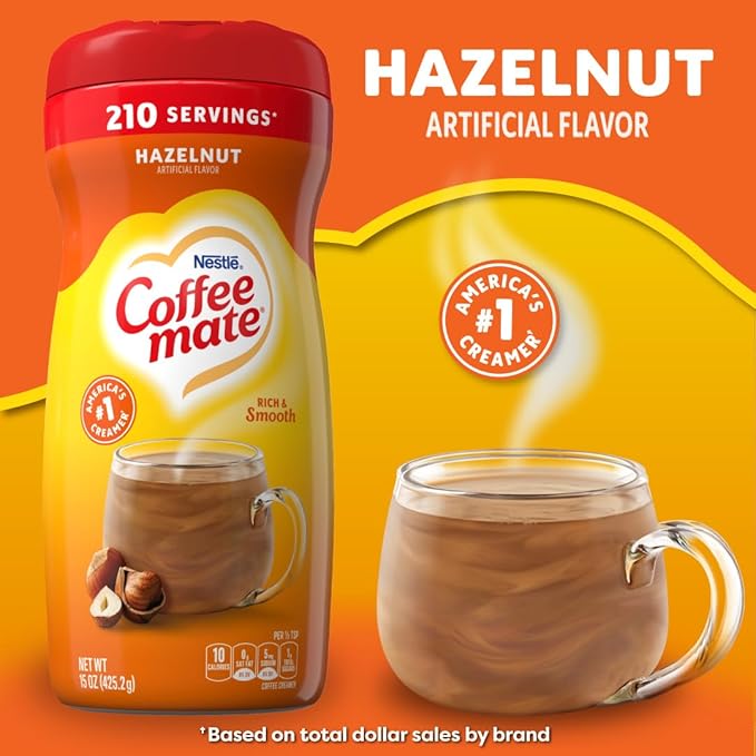 Coffee-mate Hazelnut Powdered Coffee Creamer 15-Ounce Packages (Pack of 6)