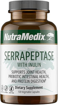 NutraMedix Serrapeptase Supplement with Proteolytic Digestive Enzymes for Women &amp Men - Inulin Prebiotic Fiber for Gut Health &amp Joint Support - Dairy Soy &amp Gluten-Free (120 Capsules)