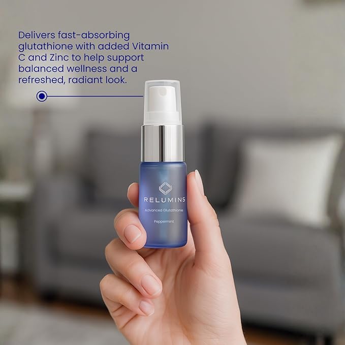 Relumins Oral Glutathione Spray Vials – New Advanced Formula 24000mg with Zinc Plus – Convenient Fast-Absorbing Daily Supplement for Wellness and Vitality
