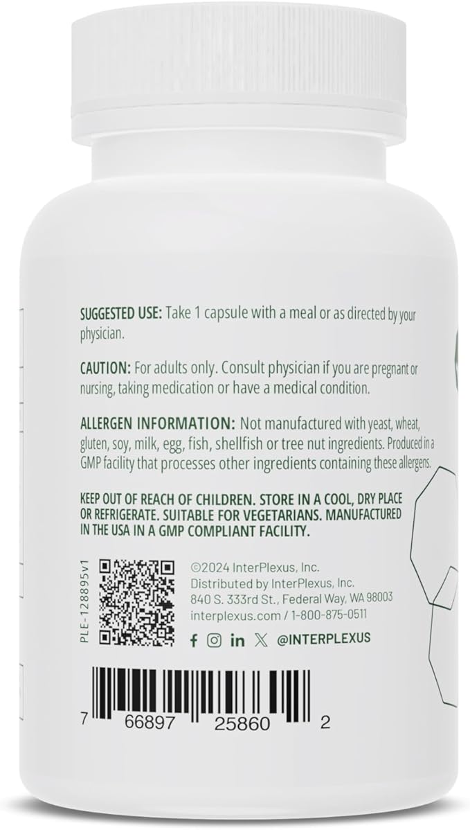 InterPlexus Mega-Polyzyme - Full Spectrum Vegetarian Digestive Enzymes with Bromelain for Gastrointestinal Support - Gluten Free Dairy Free Soy Free - 60 Capsules (60 Servings)