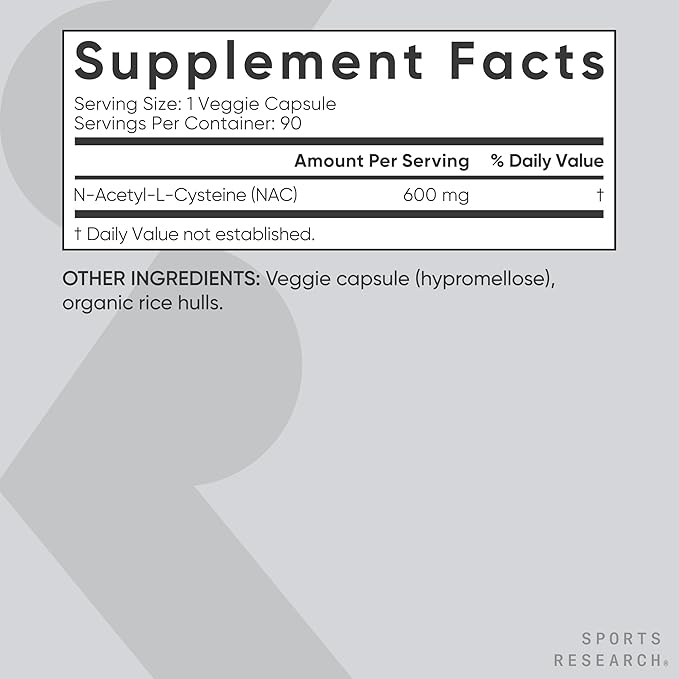 Sports Research® Antioxidant Support Pack - N-Acetyl L-Cysteine (NAC) 600mg CoQ10 100mg Enhanced w/Coconut Oil &amp Bioperine - Vegan · Non-GMO · Gluten Free