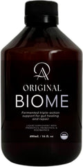 Original Biome Liquid Probiotic Supplement | Certified Organic Tri-Biotic with Prebiotics Probiotics &amp Postbiotics | 10 Probiotic Strains + 10 Fermented Herbs | Slow Fermented | 16 Fl oz