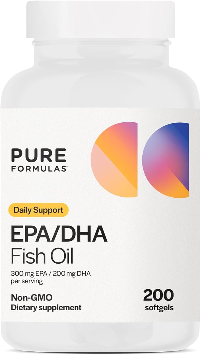 EPA DHA Omega 3 Supplement 300 mg EPA 200 mg DHA Per Serving | Fish Oil Omega 3 Fatty Acids for Women &amp Men High EPA Fish Oil EFA Support Cardiovascular and Brain Health Non-GMO 200 Softgels